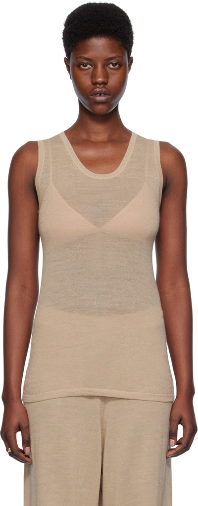 Shop Lauren Manoogian Beige Super Fine Tank Top In A01 Antique