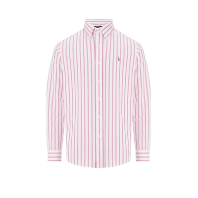 Polo Ralph Lauren Logo-embroidered Striped Shirt In Rosa