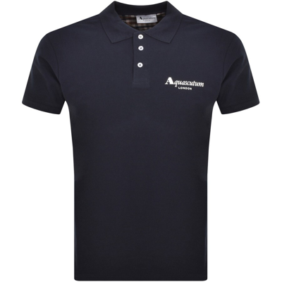 Shop Aquascutum Logo Polo T Shirt Navy