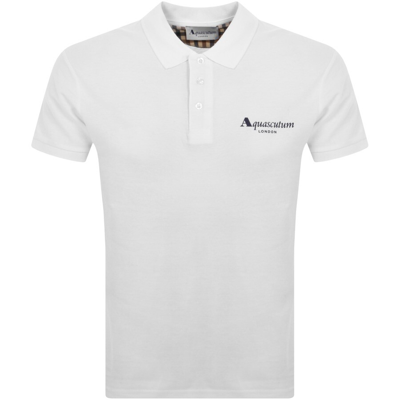 Shop Aquascutum Logo Polo T Shirt White