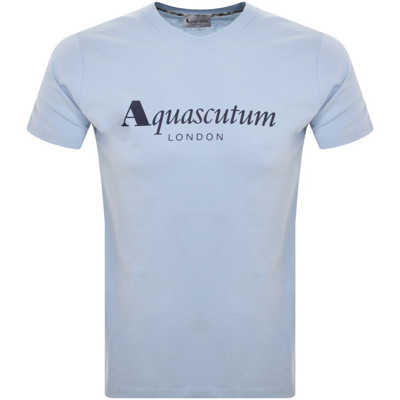 Shop Aquascutum Logo T Shirt Blue