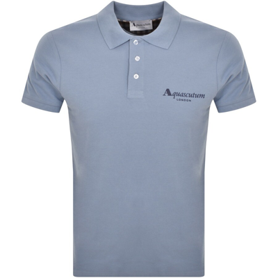 Shop Aquascutum Logo Polo T Shirt Blue