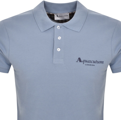 Shop Aquascutum Logo Polo T Shirt Blue
