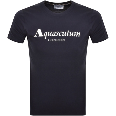 Shop Aquascutum Logo T Shirt Navy