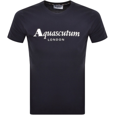 Aquascutum Logo T Shirt Navy In Navy