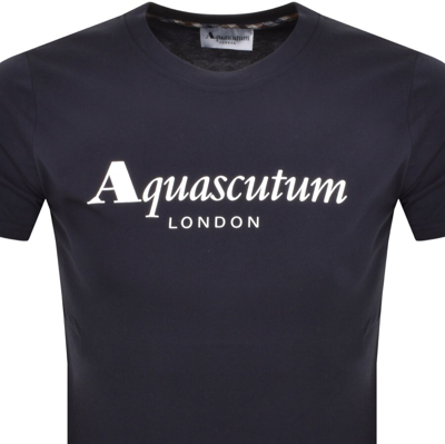 Shop Aquascutum Logo T Shirt Navy