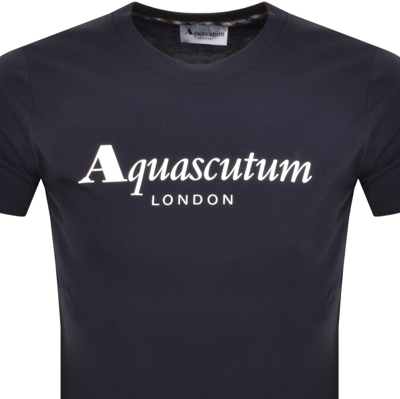 Aquascutum Logo T Shirt Navy In Navy