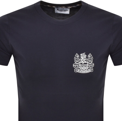 Shop Aquascutum Logo T Shirt Navy