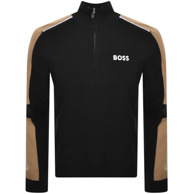 Shop Boss Athleisure Boss Zelchior Half Zip Knit Jumper Black