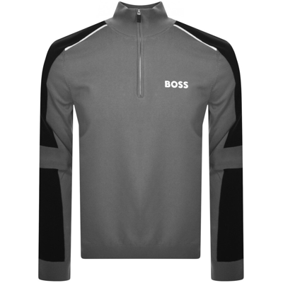 Shop Boss Athleisure Boss Zelchior Half Zip Knit Jumper Grey