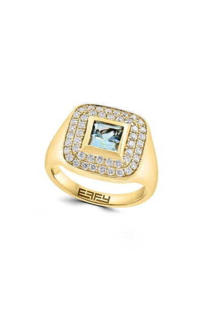 Shop Effy Aquamarine & Diamond Ring In Yellow Gold