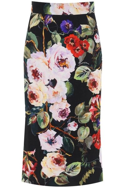 Shop Dolce & Gabbana Rose Garden Pencil Skirt In Multicolor