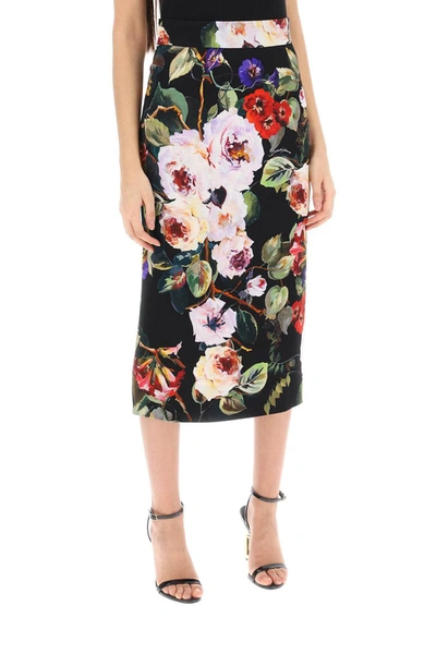 Shop Dolce & Gabbana Rose Garden Pencil Skirt In Multicolor