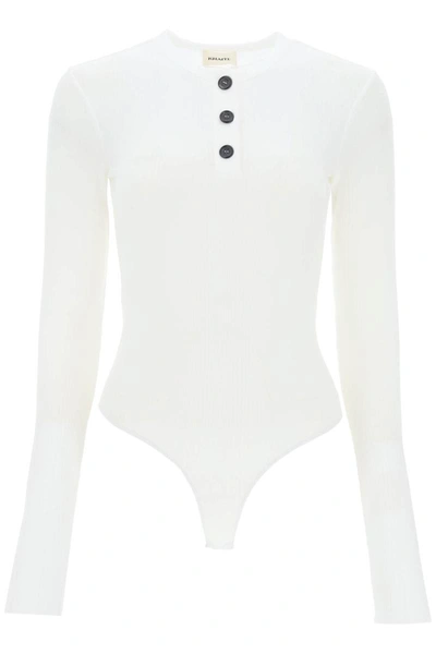 Shop Khaite Janelle Ribbed Bodysuit In White