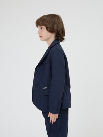 Monnalisa Pinstriped Jacket With Bow Tie In Navy Blue