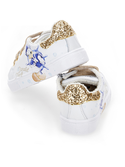Monnalisa Donald Duck Sneakers In White + Blue