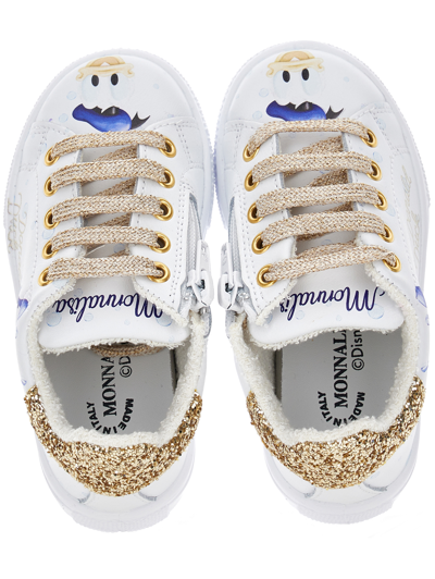 Monnalisa Donald Duck Sneakers In White + Blue