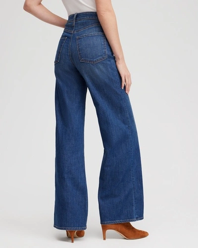 Shop Chico's High Rise Wide Leg Jeans In Medium Wash Denim Size 14p |  In Violet Bloom Indigo
