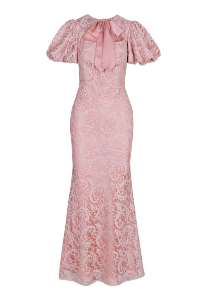 Shop Lily Was Here Elegant Dress Made Of Apricot Lace With A Tied Sash