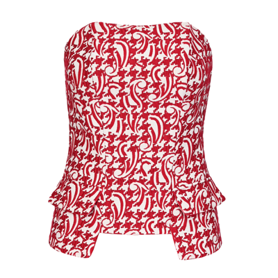 Shop Lily Was Here Corset With A Fancy Pattern In Red