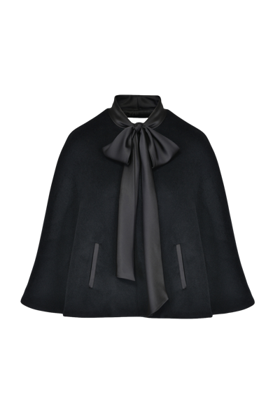 Shop Lily Was Here Elegant Cape With A Sash Around The Neck In Black
