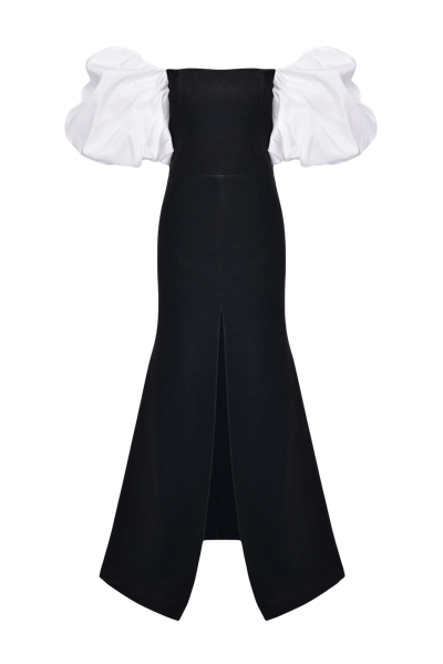 Shop Lily Was Here Evening Dress Made Of Velvet With White Sleeves
