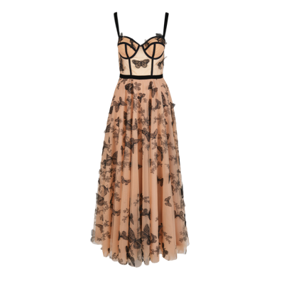 Shop Lily Was Here A Stunning Dress With Butterflies In Beige