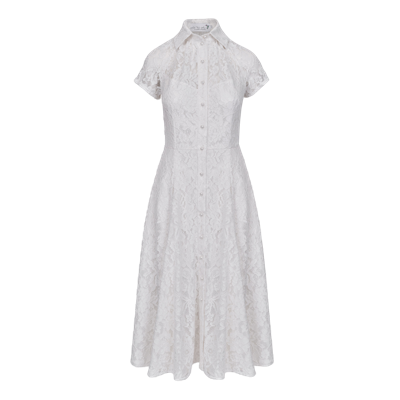 Shop Lily Was Here Full Of Elegance Dress Made Of Ecru Lace Fastened With Pearl Buttons