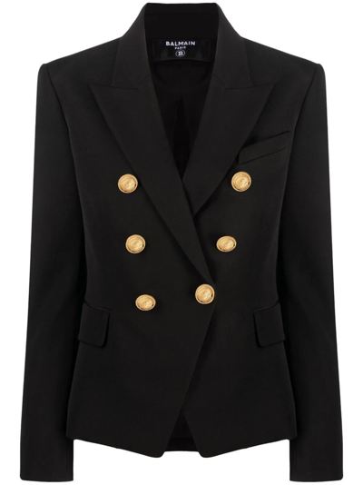 Shop Balmain Classic 6-button Jacket In Black