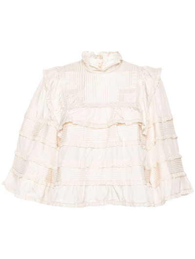 Shop Isabel Marant Lace-trim Blouse In White