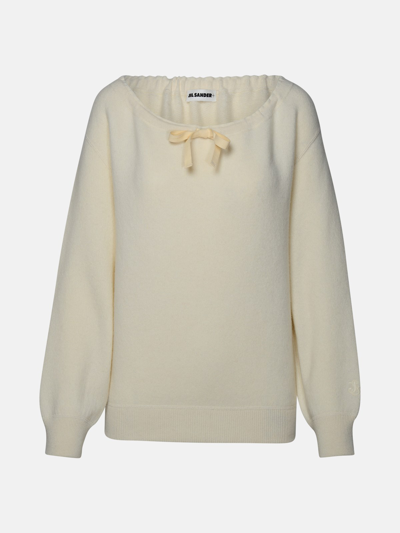 Shop Jil Sander Cream Cashmere Sweater