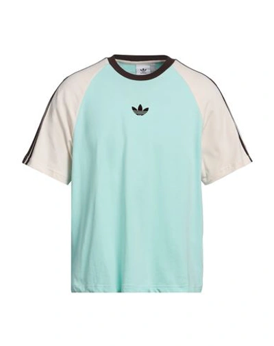 Shop Adidas Originals By Wales Bonner Man T-shirt Turquoise Size L Organic Cotton In Blue