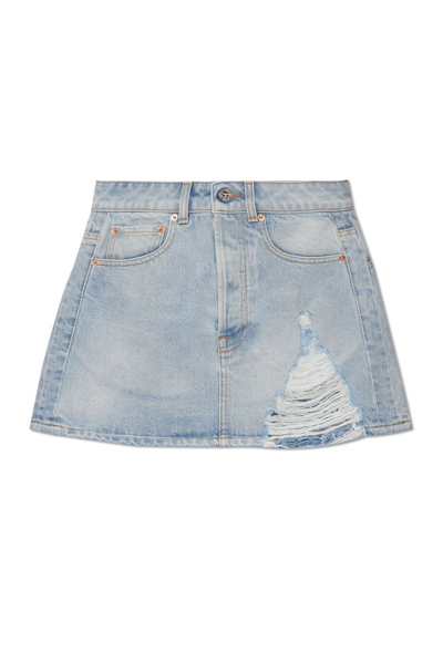 Shop Vetements Mini Denim Skirt In Blue