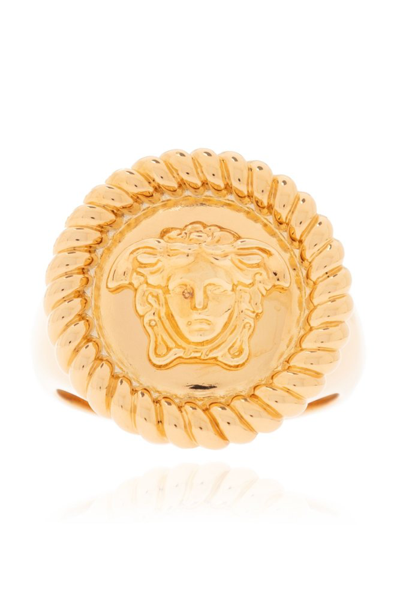 Shop Versace Medusa Head Ring In Gold