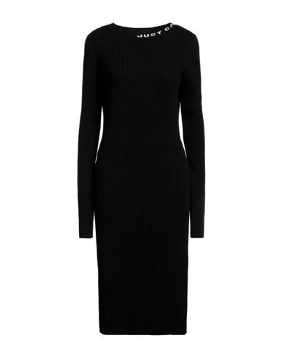 Just Cavalli Woman Midi Dress Black Size M Wool, Viscose, Polyamide, Cashmere In Black