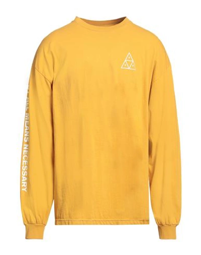 Shop Huf Man T-shirt Ocher Size Xl Cotton, Polyester In Yellow