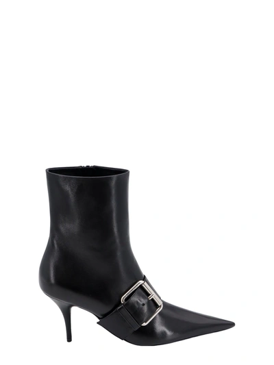 Shop Balenciaga Leather Ankle Boots With Maxi Buckle