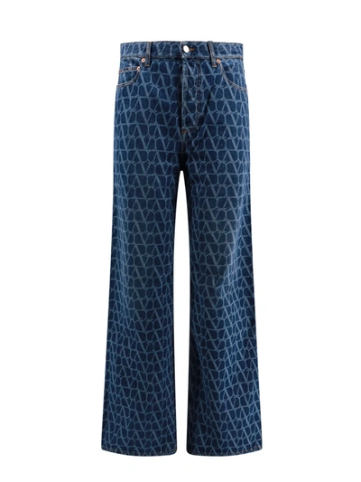 Shop Valentino Cotton Jeans With All-over Toile Iconographe Motif