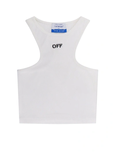 Shop Off-white Ribbed Cotton Top
