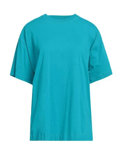Shop Trussardi Woman T-shirt Turquoise Size S Cotton In Blue