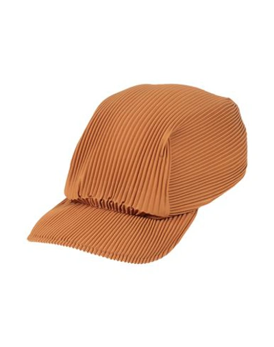 Shop Issey Miyake Homme Plissé By  Man Hat Camel Size Onesize Polyester In Beige