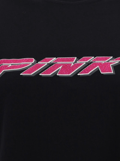 Shop Pinko Telesto T-shirt Jersey Cotone In Nero/fuxia