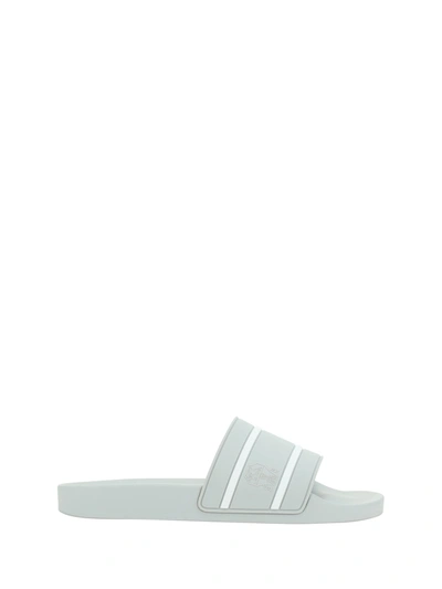 Shop Brunello Cucinelli Slide Shoes In Grigio Chiaro+bianco