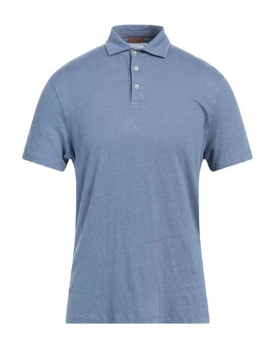 Shop Stenströms Man Polo Shirt Slate Blue Size M Linen