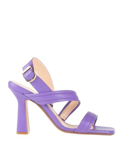 Shop Baldinini Woman Sandals Purple Size 8 Leather