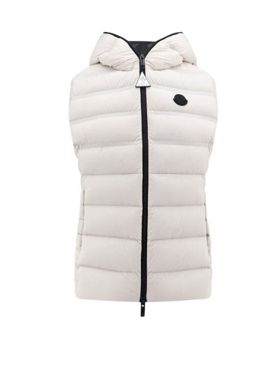 Shop Moncler Logo Patch Zip In White