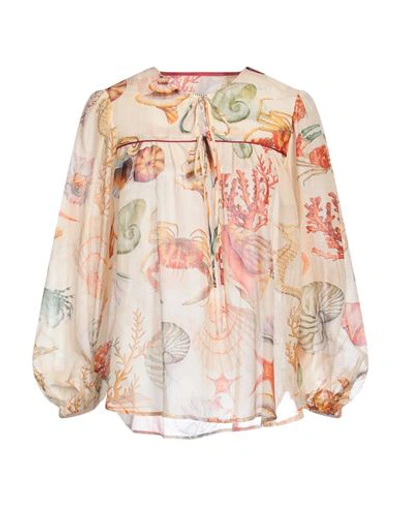 Shop Shirtaporter Woman Top Beige Size 10 Cotton, Silk