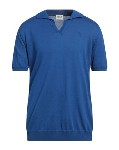 Shop Berna Man Sweater Bright Blue Size Xxl Viscose, Polyester