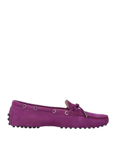 Shop Tod's Woman Loafers Purple Size 10 Leather