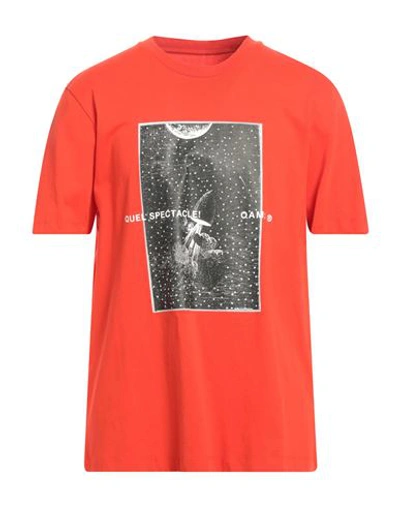 Shop Oamc Man T-shirt Tomato Red Size Xl Cotton, Elastane